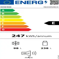 Hisense RB440N4BCE nevera y congelador Independiente 336 L E Acero inoxidable