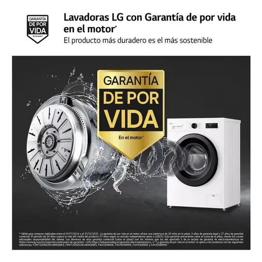 LG F4X1009NWK lavadora Carga frontal 9 kg 1400 RPM Blanco