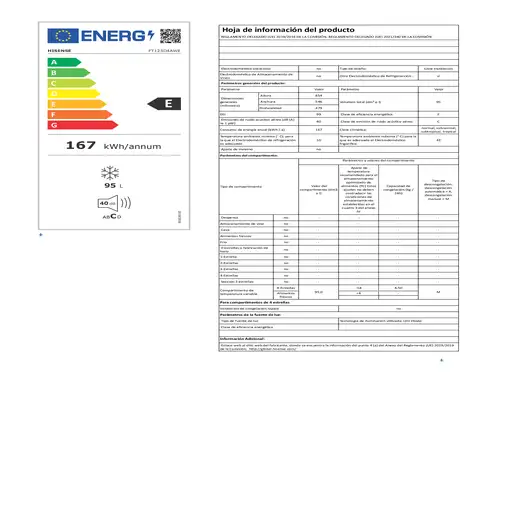 Hisense FT125D4AWE congelador Arcón congelador Independiente 95 L E Blanco