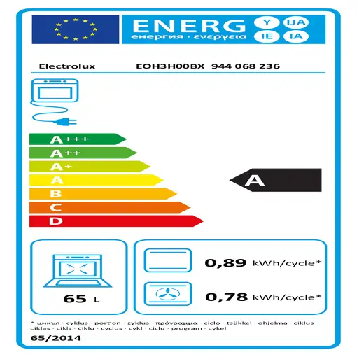 Electrolux Serie 300 EOH3H00BX 65 L Negro, Acero inoxidable
