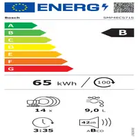 Bosch Serie 4 SMP4ECS71S lavavajillas Bajo encimera 14 cubiertos B