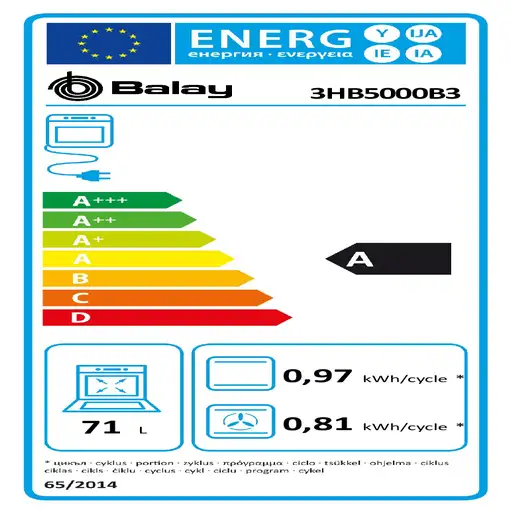Horno 71 L Blanco 3HB5000B3 BALAY