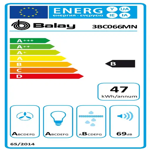 Balay 3BC066MN campana De pared Negro 621 m³/h