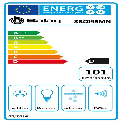 Balay 3BC095MN campana De pared Negro 280 m³/h