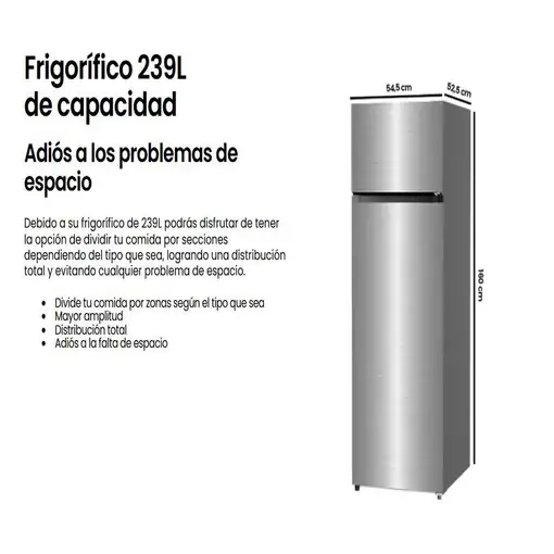 Infiniton FG-239D16XEV2 nevera y congelador Independiente 239 L E Acero inoxidable