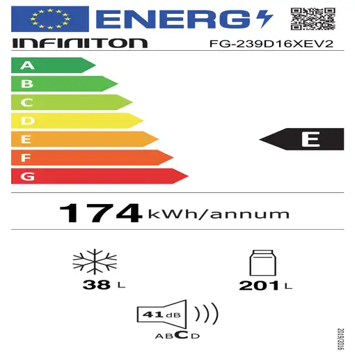 Infiniton FG-239D16XEV2 nevera y congelador Independiente 239 L E Acero inoxidable
