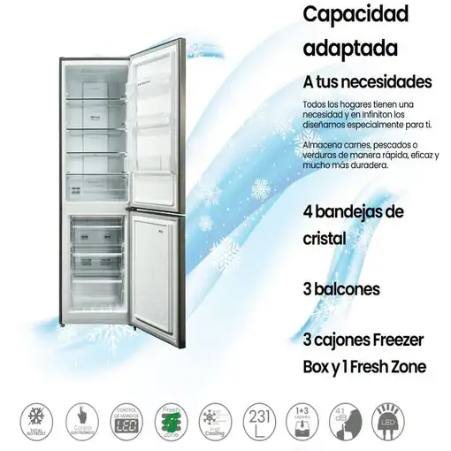 Infiniton FGC-236C70XEM nevera combi Independiente 231 L E Acero inoxidable