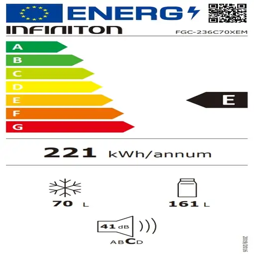Infiniton FGC-236C70XEM nevera combi Independiente 231 L E Acero inoxidable