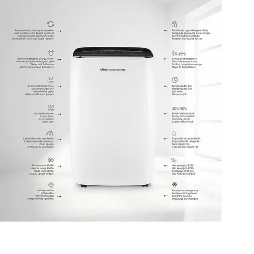 Ufesa Breeze Dry 5000 6 L 46 dB 400 W Blanco