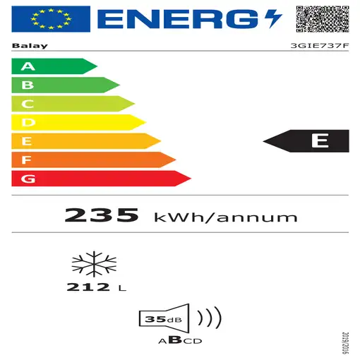 Balay 3GIE737F congelador Congelador vertical Integrado 212 L Blanco