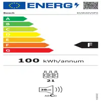 Bosch KUW20VHF0 enfriador de vino Nevera de vino Integrado Negro 21 botella(s)
