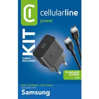 Cellularline USB-C Charger Kit 15W Kit Cargador USB-C 15W carga de manera rápida
