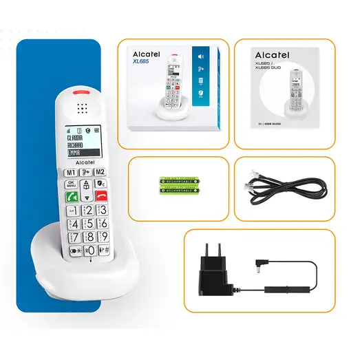 Alcatel XL685 Duo EWE Teléfono analógico Identificador de llamadas Negro