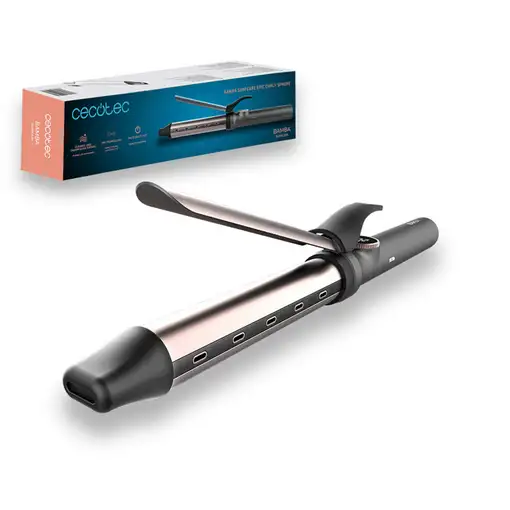 Cecotec Bamba SurfCare Epic Curly Sphere Rizador de pelo Caliente Negro, Bronce 1,