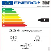 Beko BCNA275E4SN Integrado 254 L E Blanco