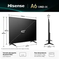 Televisor LED 43'' 4K Ultra HD Negro Smart 43A6Q HISENSE