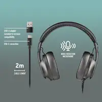 NGS VOX805 USB-C BLACK: Auriculares estéreo USB-C y USB-A. Micrófono regulable.
