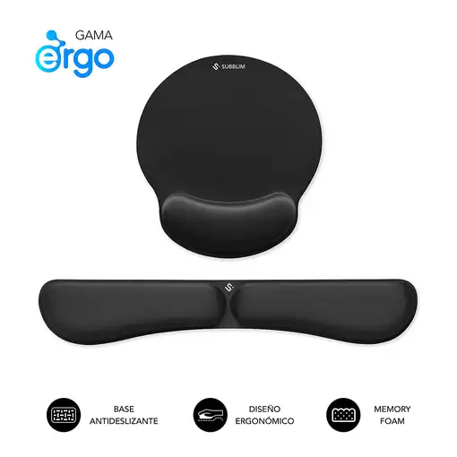 Pack de Reposamuñecas y Alfombrilla Ergonómica Subblim Ergo MemoryFlex