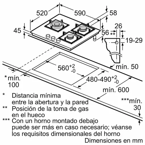 Placa de gas 3ETG663RB BALAY