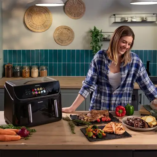Freidora de aire 10L, 2800W, 4 resistencias, Cecofry&Grill Duoheat 10000 CECOTEC