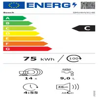 Lavavajillas 598 mm 14 place settings 66644 SMV4HVX14E BOSCH