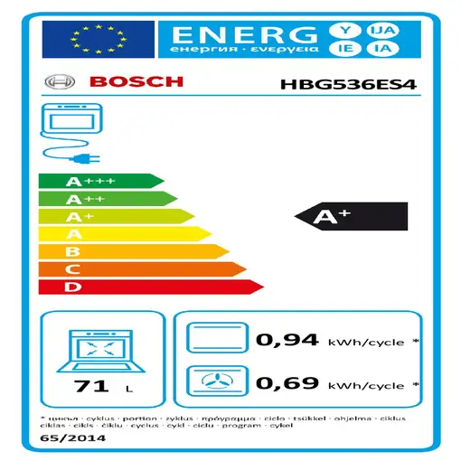 Horno 71 L Negro Serie 6 HBG536ES4 BOSCH