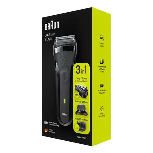 Braun Series 3 300BT Máquina de afeitar de rotación Recortadora Negro