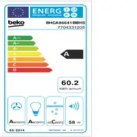 Beko BHCA96641BBHS De pared Negro 441 m³/h