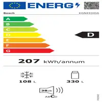 Nevera y congelador Independiente 438 L Acero inoxidable KGN493IDA BOSCH