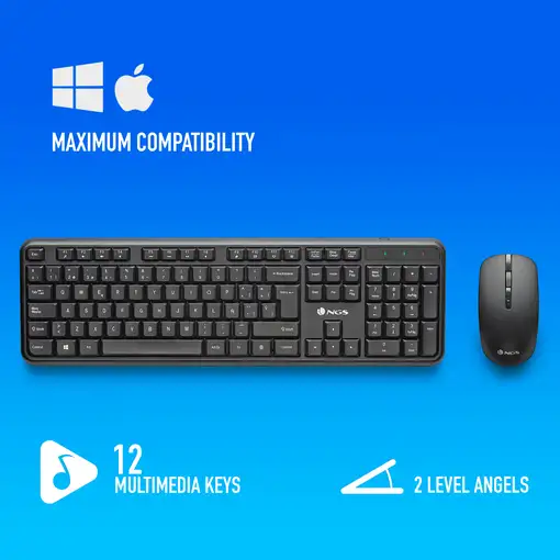 NGS SERENITY KIT: teclado y ratón inalámbricos. Layout Español. Silencioso.