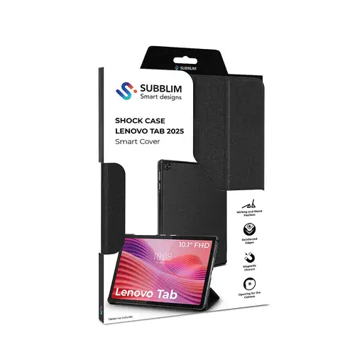 SUBBLIM Funda Tablet Shock Case Compatible con Lenovo Tab 2025 Negro 10,1'' SmartCo