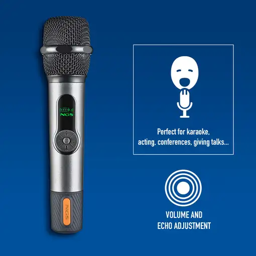 NGS Singer Star: Micrófono Inalámbrico Dinámico 2,4GHz, Autonomía 30h.