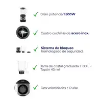 JATA JEBT3855 licuadora 1,8 L Batidora de vaso 1500 W Negro, Acero inoxidable