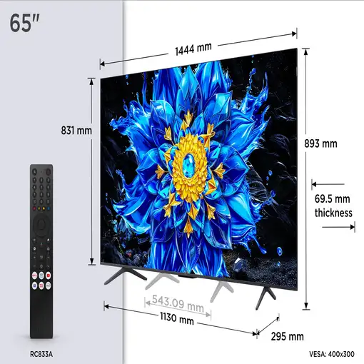 Televisor QD-Mini LED 65'' 4K Ultra HD Negro Smart 65P8L TCL