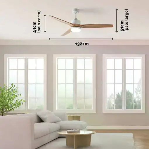Ventilador de techo con luz Led, 40 W, 132 cm, JVTE4232 JATA
