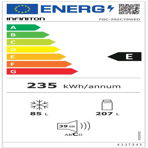 Nevera y congelador Independiente 292 L Blanco FGC-292C79WEO INFINITON