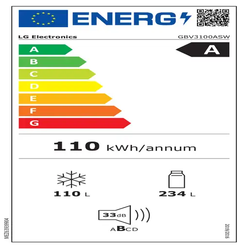 Nevera y congelador Independiente 374 L Blanco GBV3100ASW LG