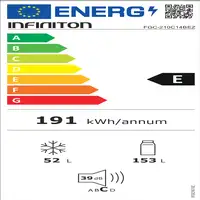 Nevera y congelador Independiente 205 L Blanco FGC-210C14BEZ INFINITON Nevera y congelador Independiente 205 L Blanco FGC-210C14BEZ INFINITON