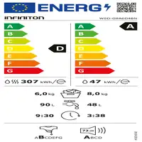 Lavadora-secadoras 6 / 8 kg 1400 rpm Negro 8445639004555 INFINITON