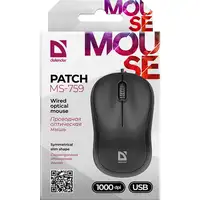 Defender PATCH MS-759 ratón Oficina Ambidextro USB tipo A Óptico 1000 DPI