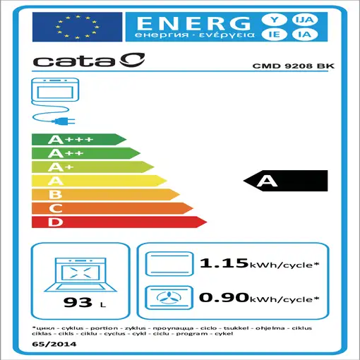 Horno 93 L Negro 07039305 CATA