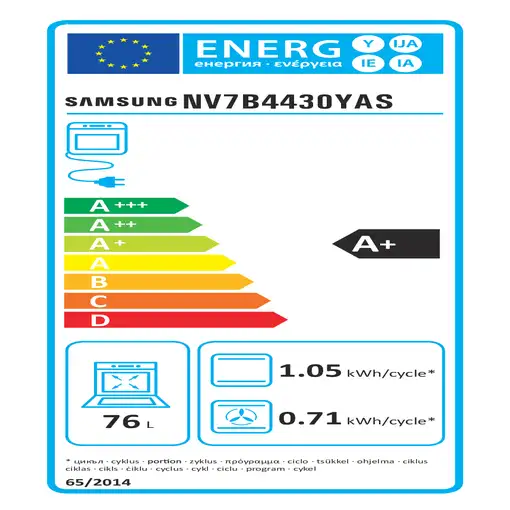 Horno 76 L Wi-Fi Negro NV7B4430YAS/U1 SAMSUNG