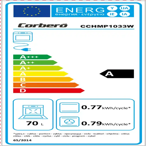 Horno 70 L Blanco CCHMP1033W CORBERO