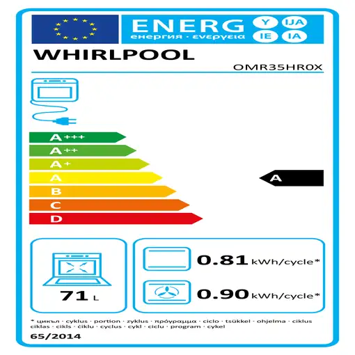 Horno 71 L Negro 859991659930 WHIRLPOOL