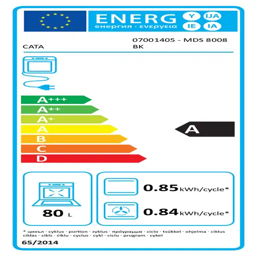 Horno 80 L Negro 07001405 CATA