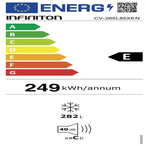 Infiniton CV-265L85XEN congelador Congelador vertical Independiente 282 L Acero in