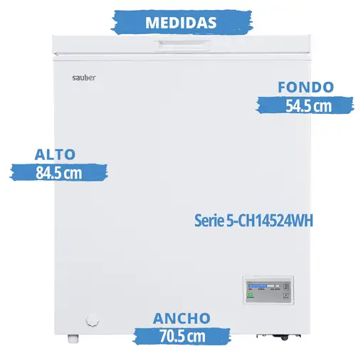 Sauber SERIE 5-CH14524WH Congelador vertical Independiente 142 L E Blanco