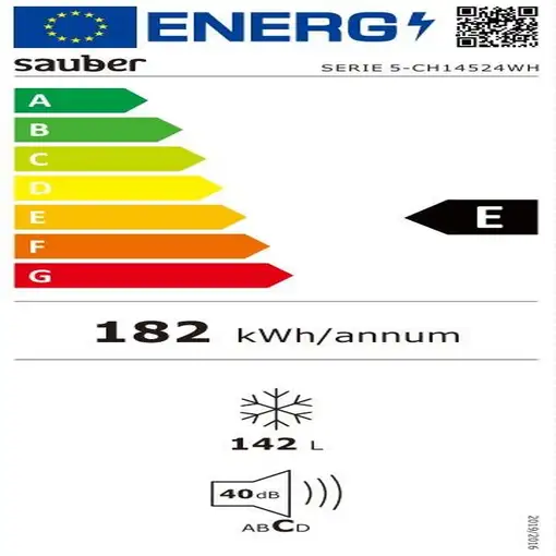 Sauber SERIE 5-CH14524WH Congelador vertical Independiente 142 L E Blanco