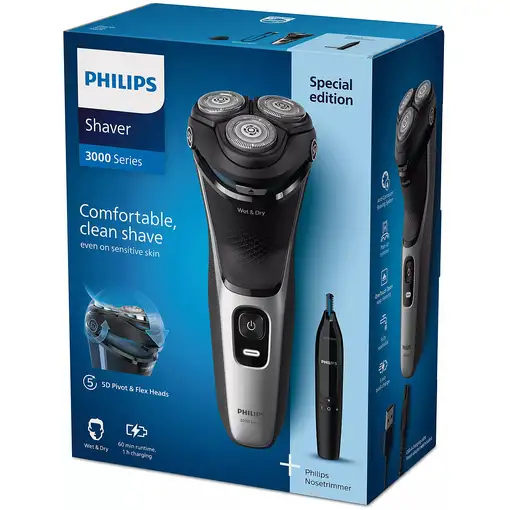 Philips Shaver 3000 Series S3143/02 Afeitadora eléctrica en seco y en mojado