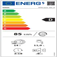 Lavavajillas 598 mm 14 place settings 926270324 EDESA Lavavajillas 598 mm 14 place settings 926270324 EDESA